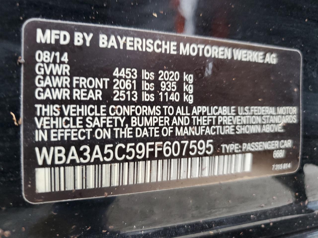 WBA3A5C59FF607595 2015 BMW 3 SERIES - Image 13