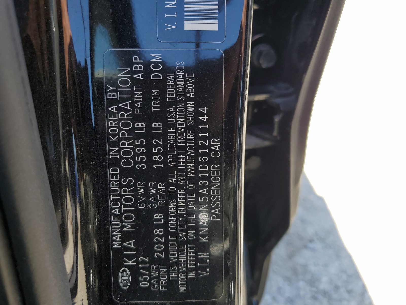 KNADN5A31D6121144 2013 Kia Rio Ex