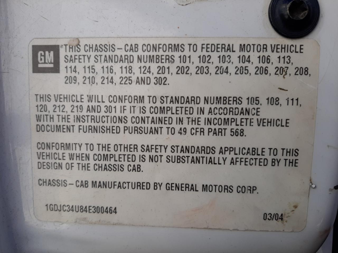 2004 GMC New Sierra C3500 VIN: 1GDJC34U84E300464 Lot: 59666344