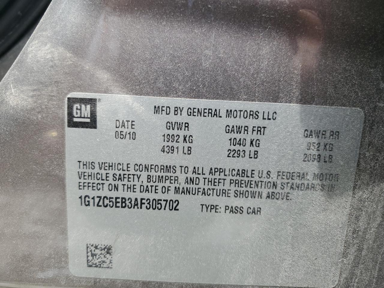 2010 Chevrolet Malibu 1Lt VIN: 1G1ZC5EB3AF305702 Lot: 59036704