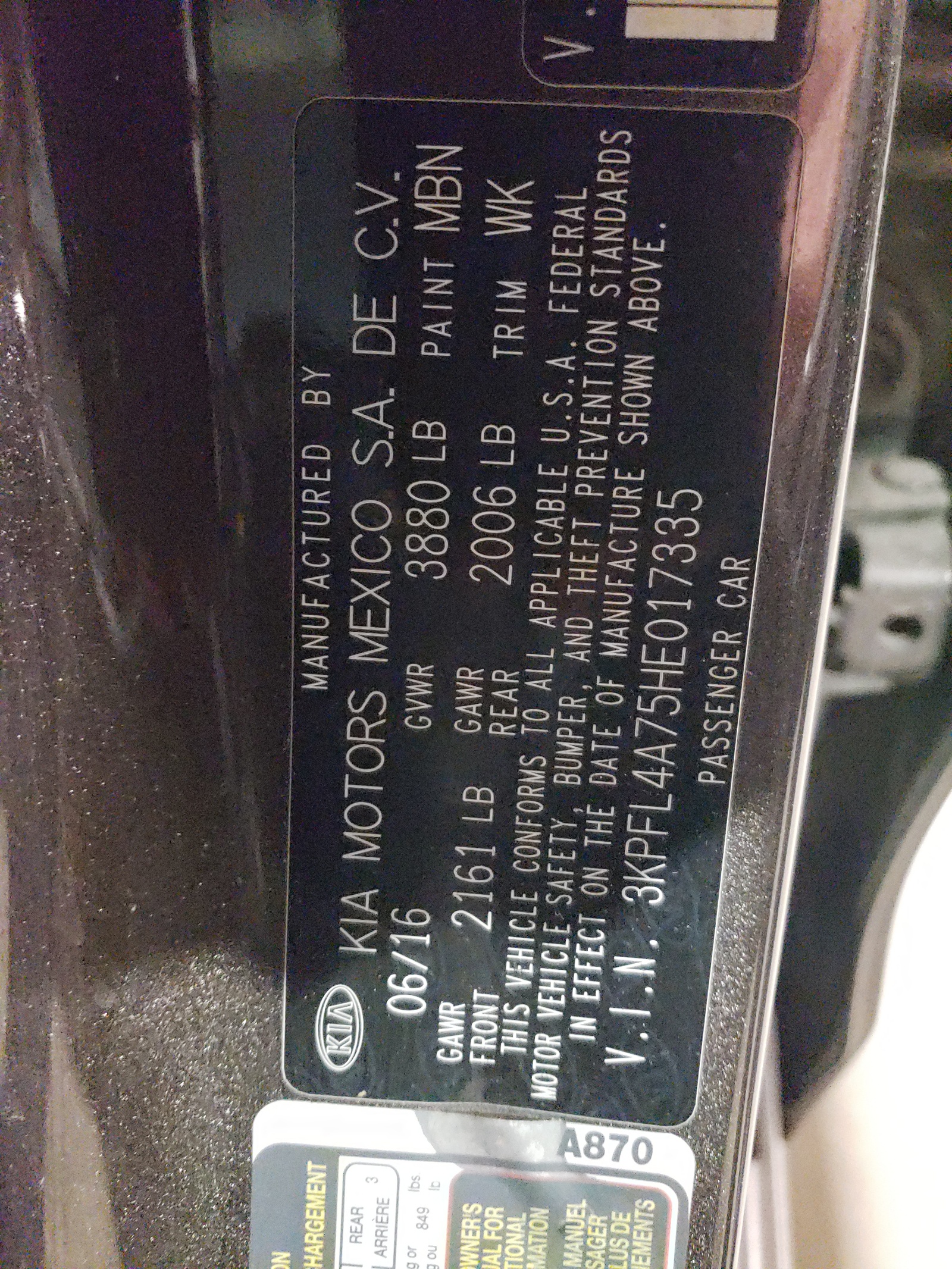 3KPFL4A75HE017335 2017 Kia Forte Lx