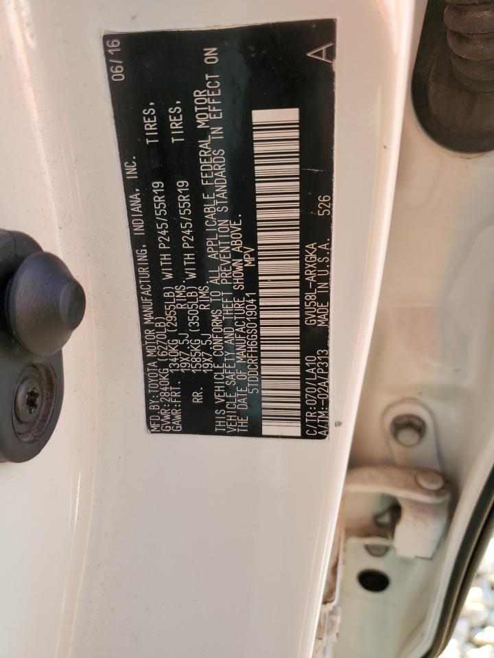 2016 Toyota Highlander Hybrid Limited VIN: 5TDDCRFH6GS019041 Lot: 58082674