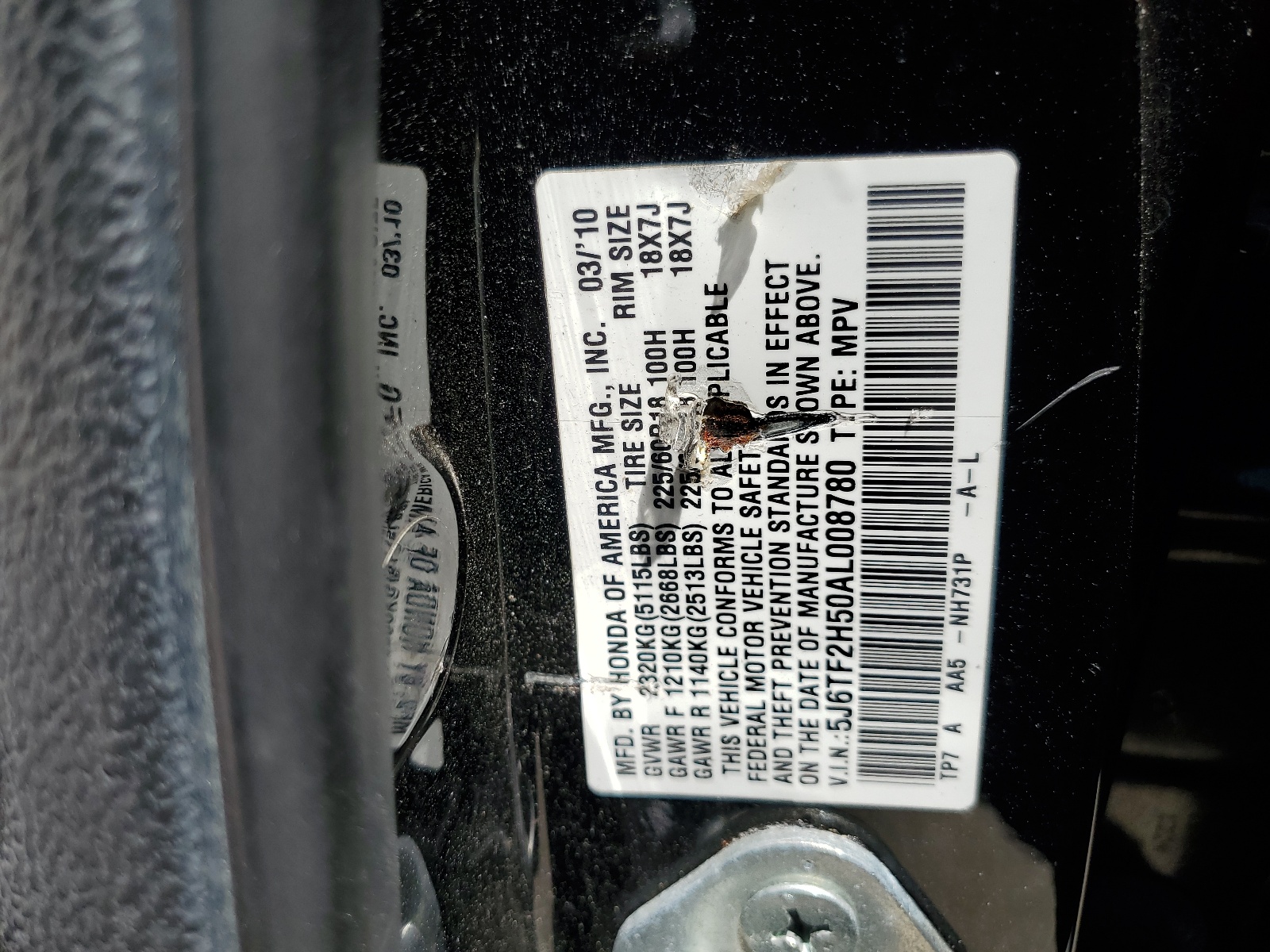 5J6TF2H50AL008780 2010 Honda Accord Crosstour Exl