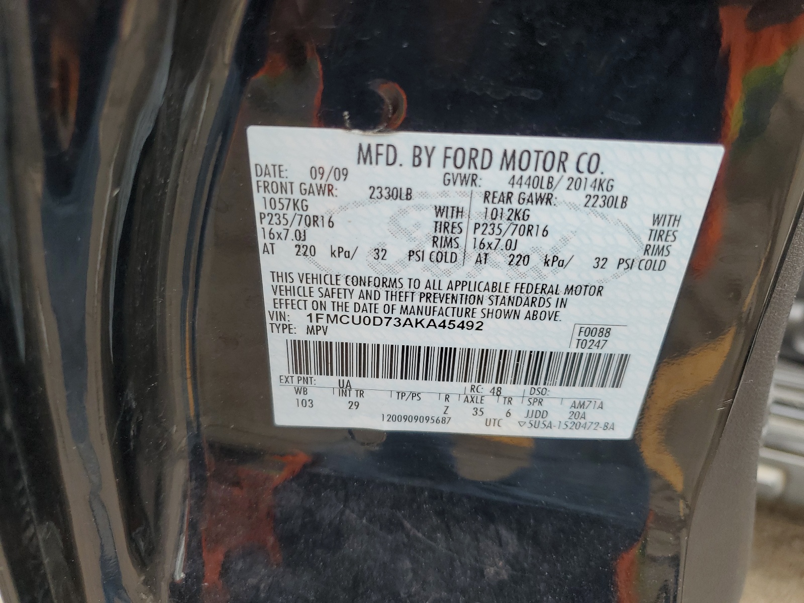 1FMCU0D73AKA45492 2010 Ford Escape Xlt