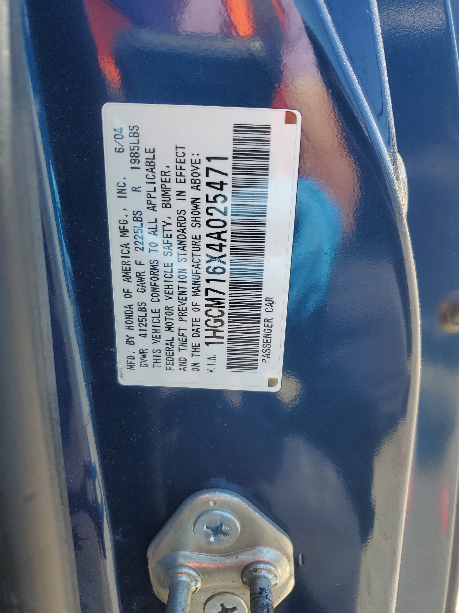 1HGCM716X4A025471 2004 Honda Accord Ex