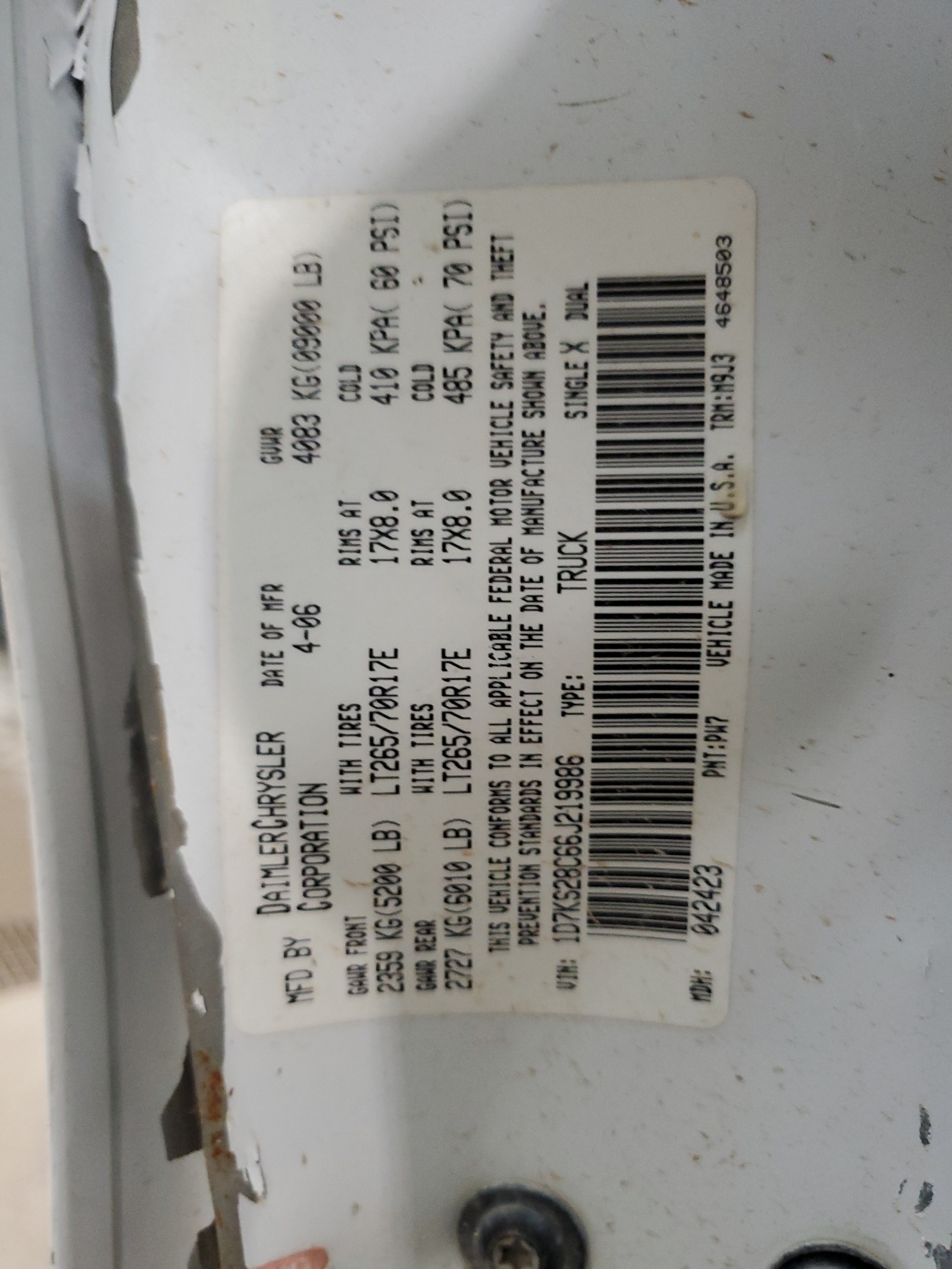 1D7KS28C66J219986 2006 Dodge Ram 2500 St