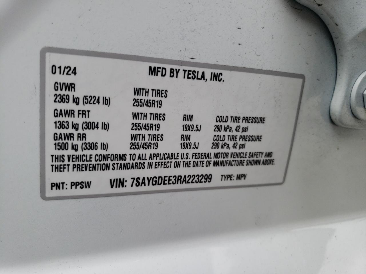 7SAYGDEE3RA223299 2024 Tesla Model Y