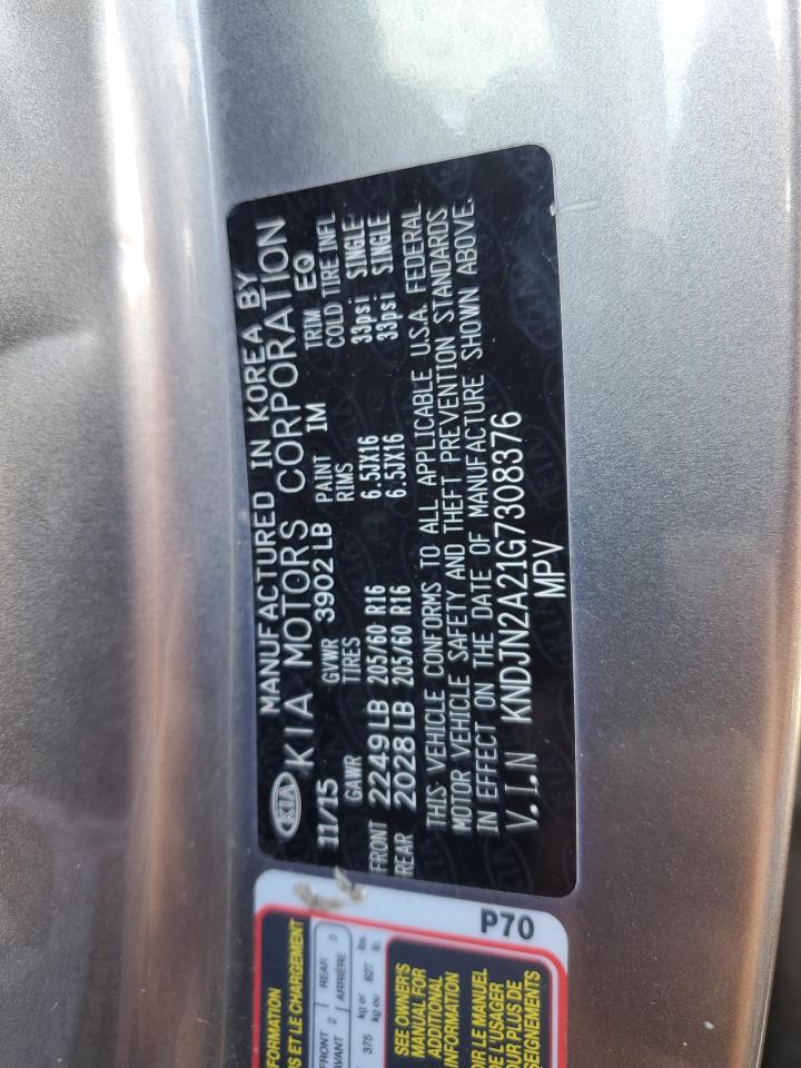 2016 Kia Soul VIN: KNDJN2A21G7308376 Lot: 59754814