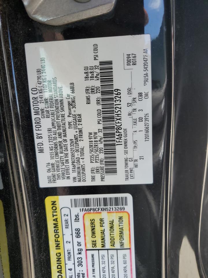 2017 Ford Mustang Gt VIN: 1FA6P8CFXH5213269 Lot: 60409294