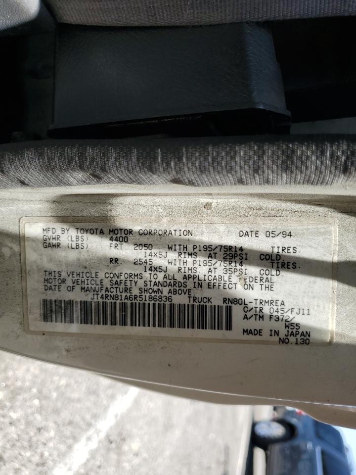 1994 Toyota Pickup 1/2 Ton Short Wheelbase VIN: JT4RN81A6R5186836 Lot: 60299984