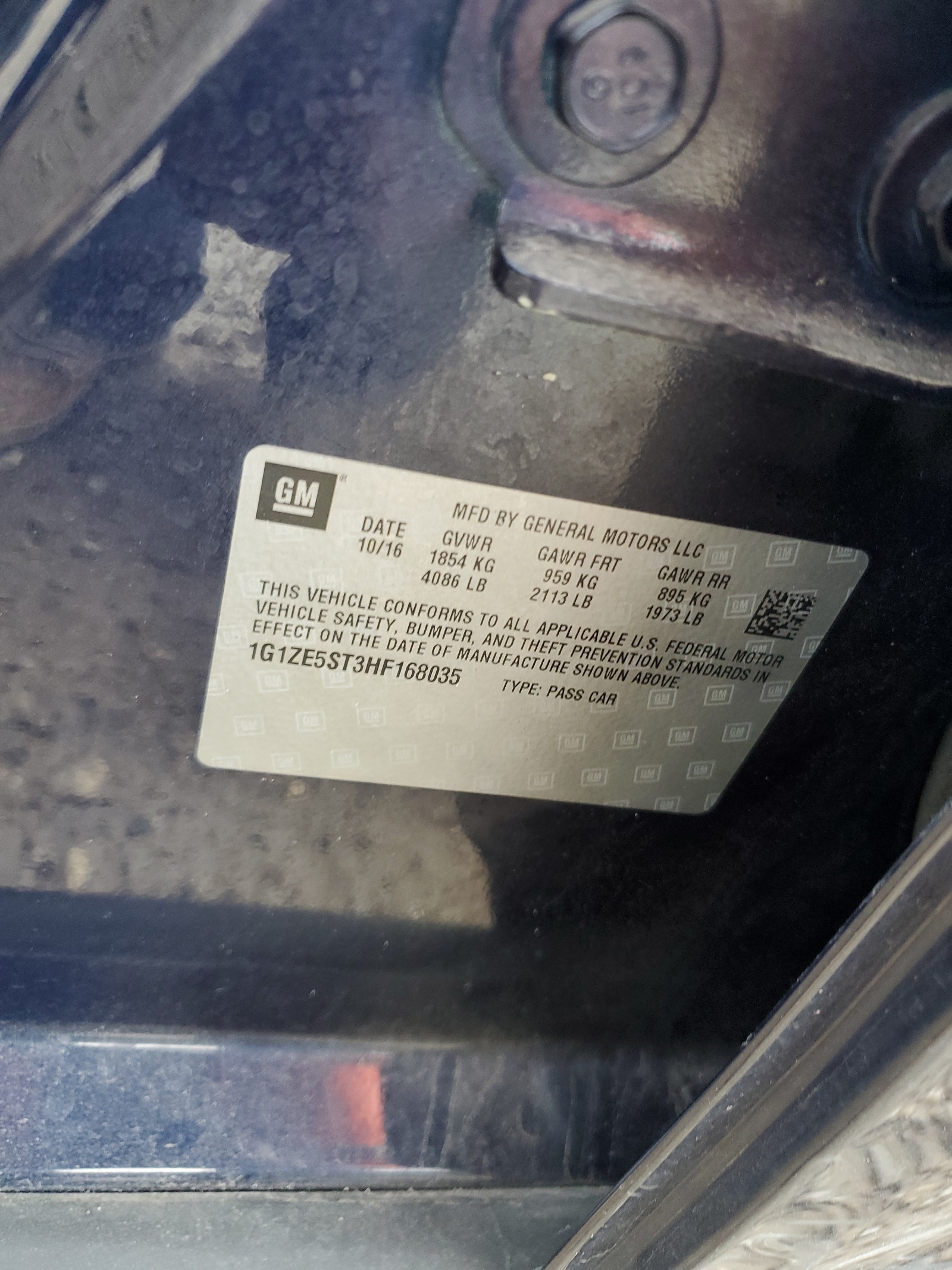 1G1ZE5ST3HF168035 2017 Chevrolet Malibu Lt