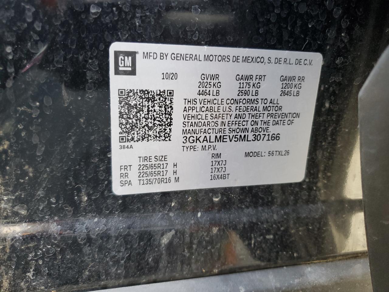 3GKALMEV5ML307166 2021 GMC Terrain Sle