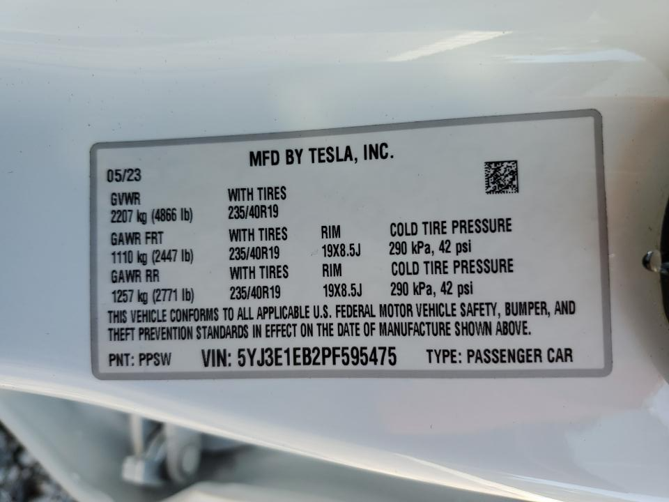 5YJ3E1EB2PF595475 2023 Tesla Model 3