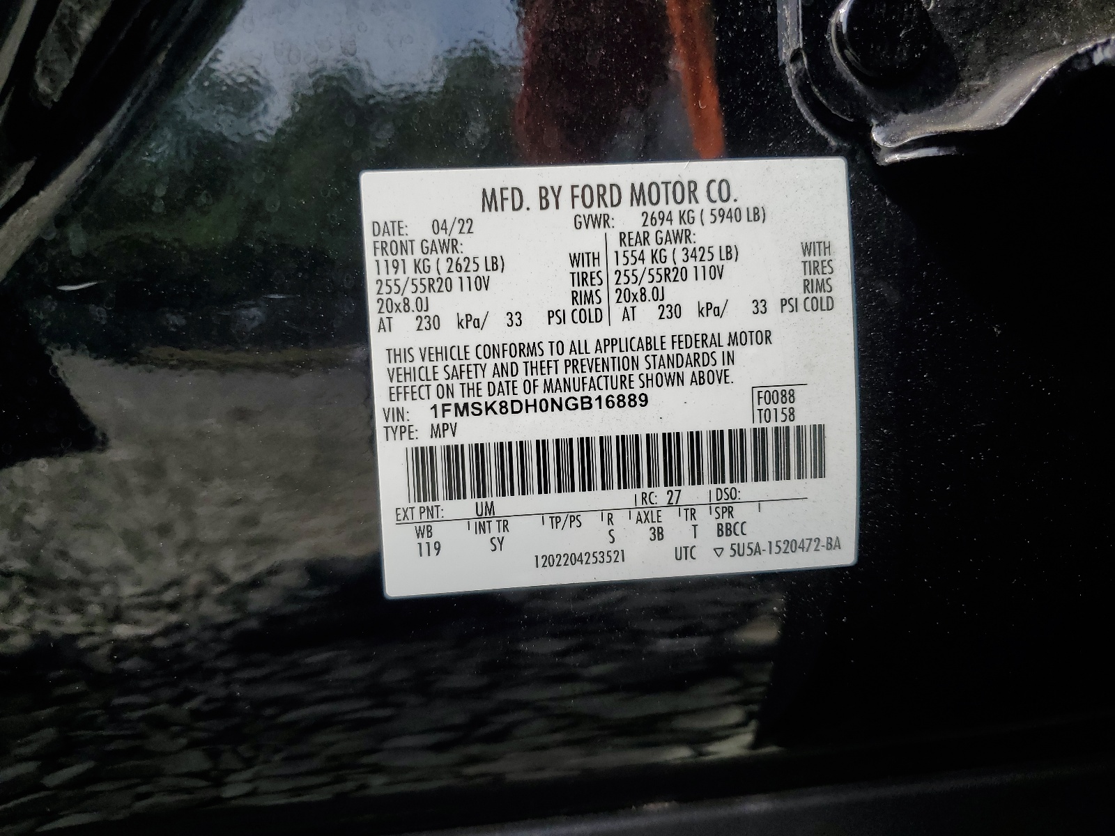 1FMSK8DH0NGB16889 2022 Ford Explorer Xlt