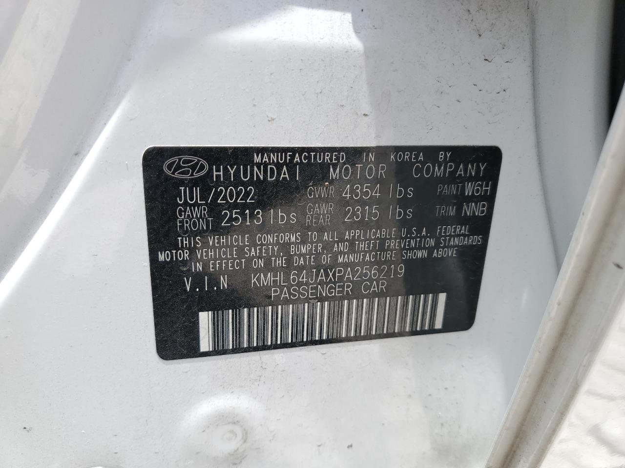 2023 Hyundai Sonata Sel VIN: KMHL64JAXPA256219 Lot: 60091564