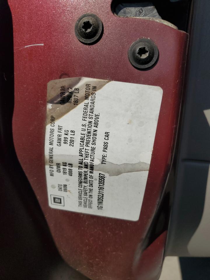 2001 Chevrolet Malibu VIN: 1G1ND52J116135587 Lot: 58230454