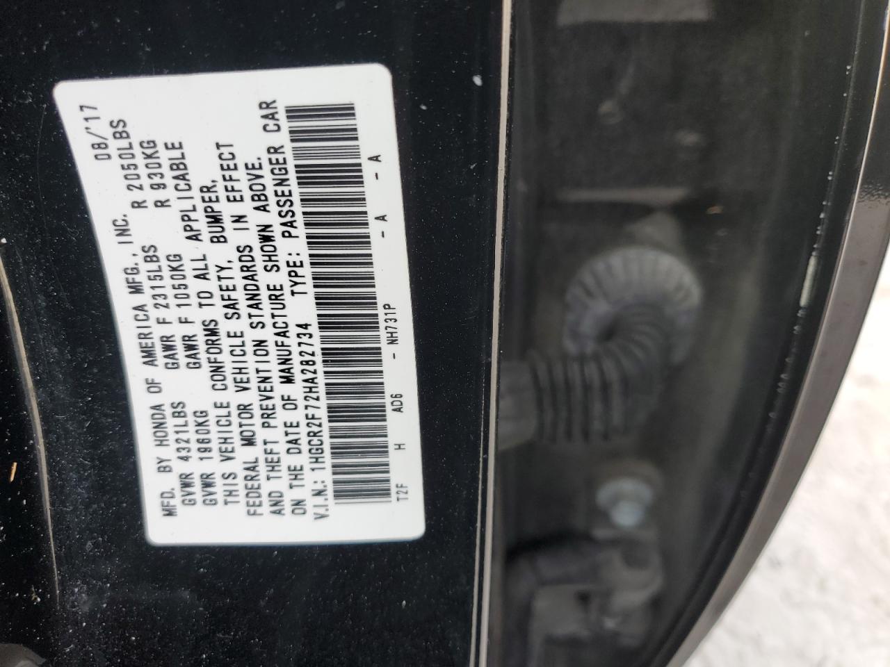 1HGCR2F72HA282734 2017 Honda Accord Ex