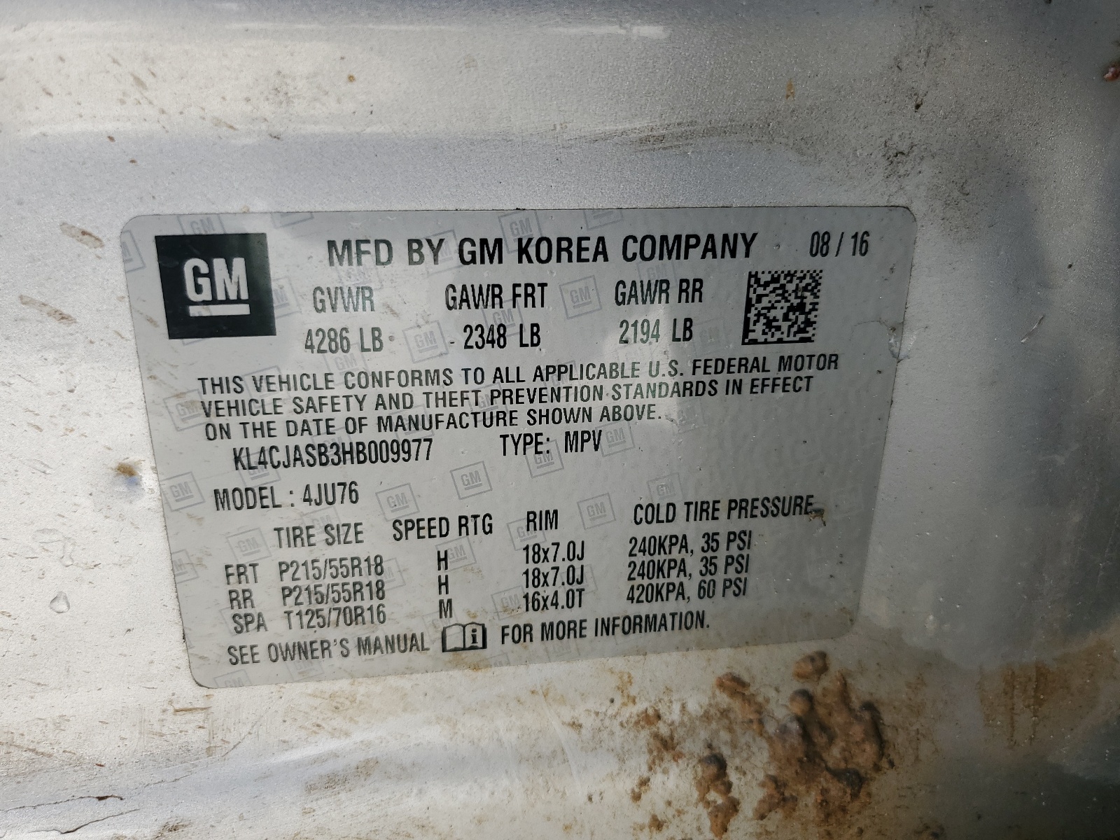KL4CJASB3HB009977 2017 Buick Encore Preferred