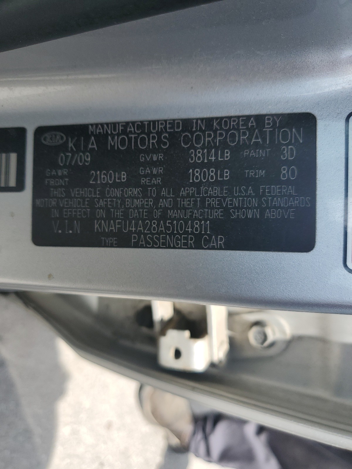 KNAFU4A28A5104811 2010 Kia Forte Ex