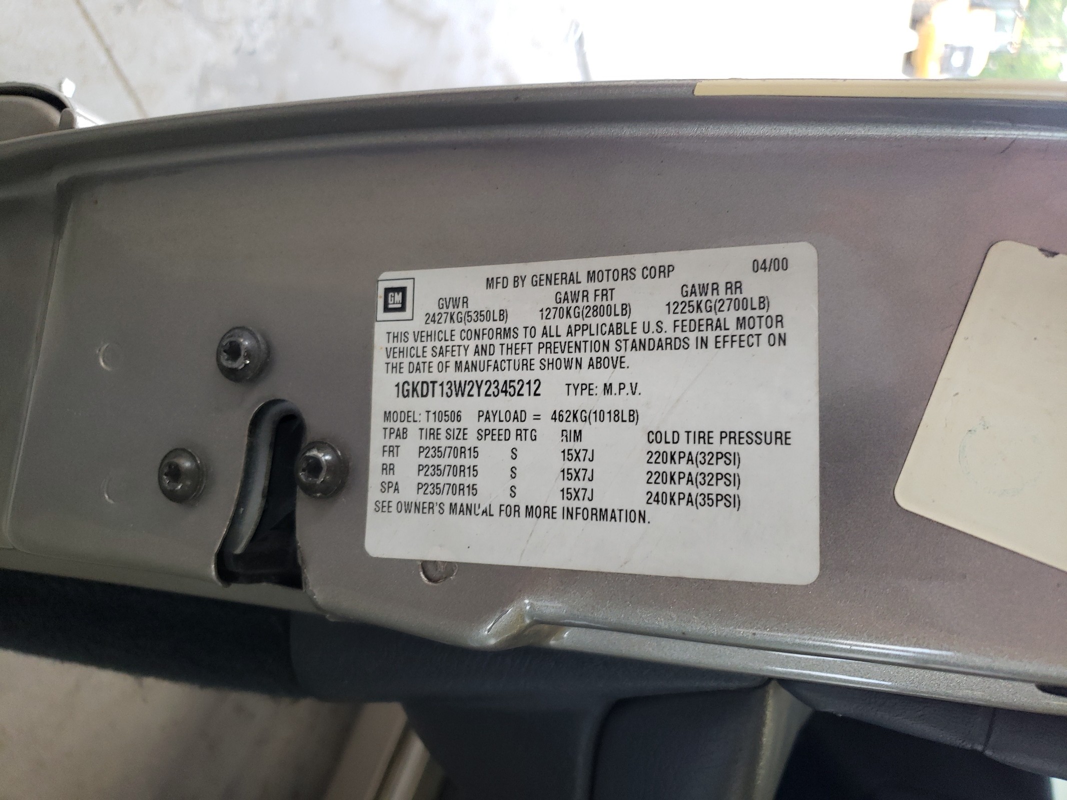 1GKDT13W2Y2345212 2000 GMC Jimmy / Envoy