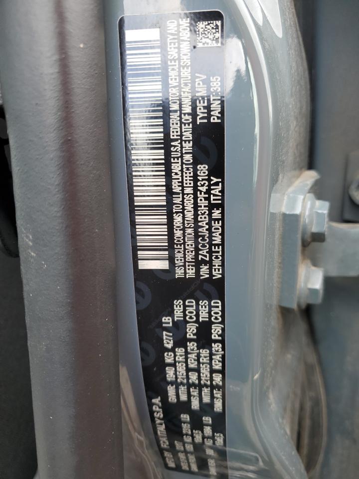 2017 Jeep Renegade Sport VIN: ZACCJAAB3HPF43168 Lot: 59486854