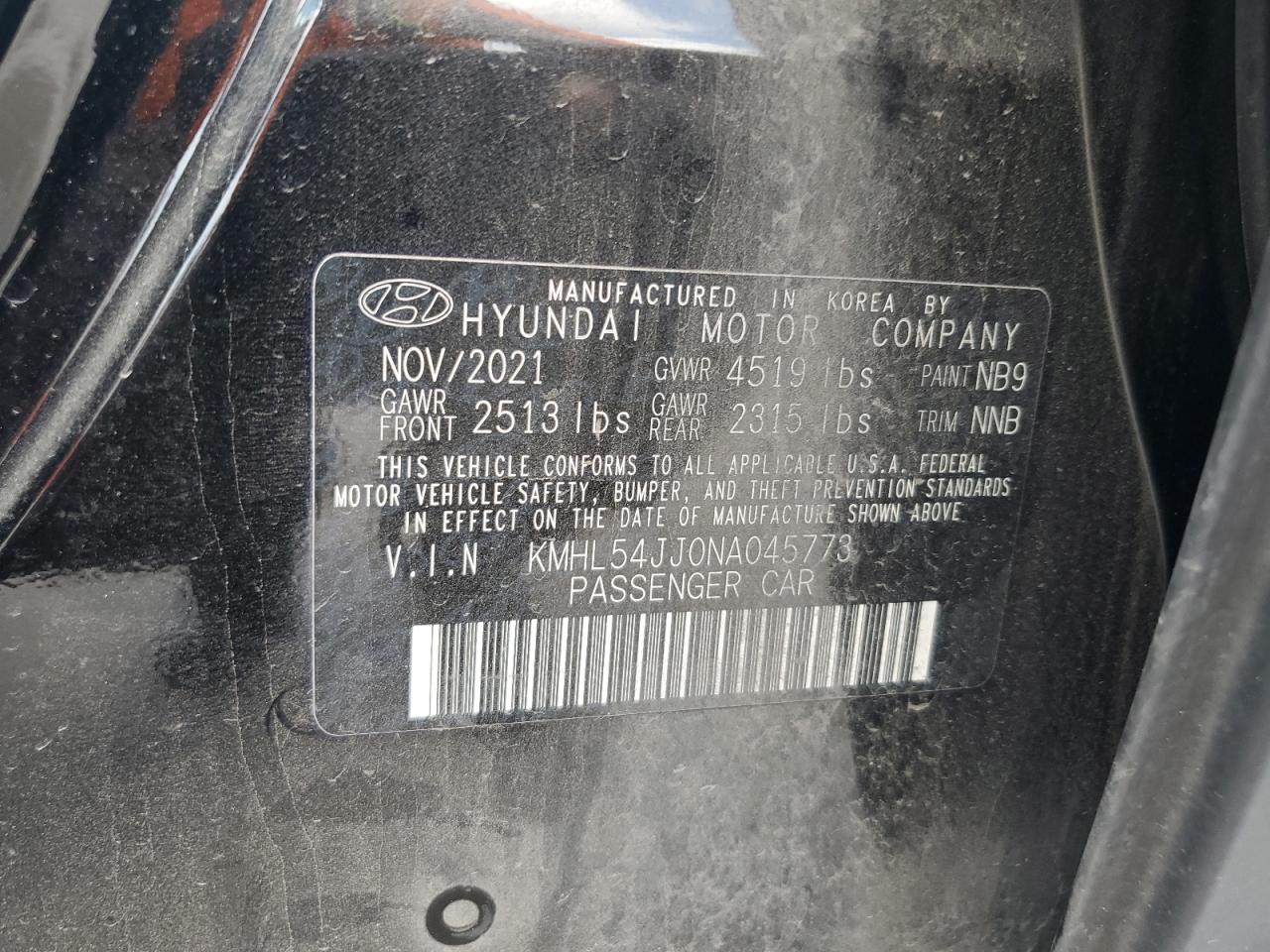 2022 Hyundai Sonata Hybrid VIN: KMHL54JJ0NA045773 Lot: 60698124