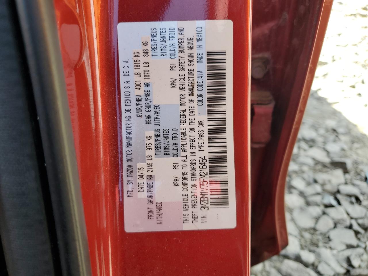 2015 Mazda 3 Touring VIN: 3MZBM1V75FM216454 Lot: 58089754