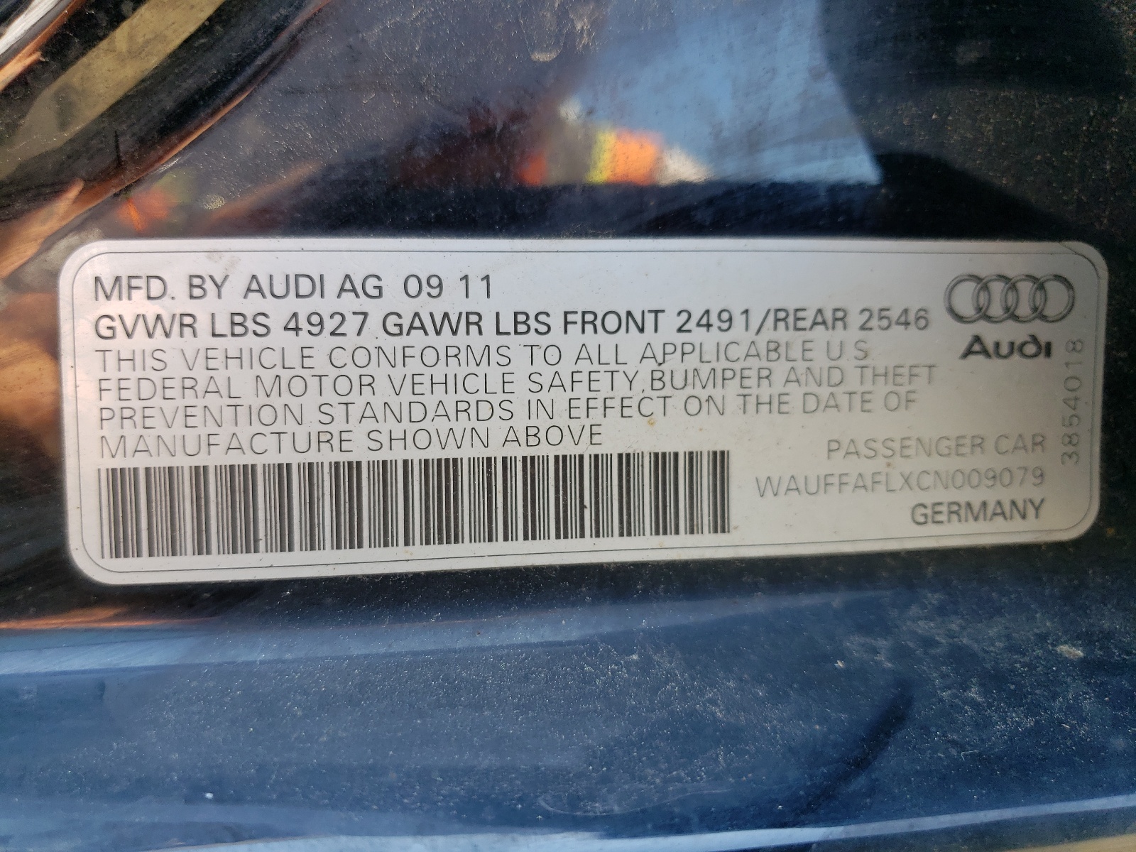 WAUFFAFLXCN009079 2012 Audi A4 Premium Plus