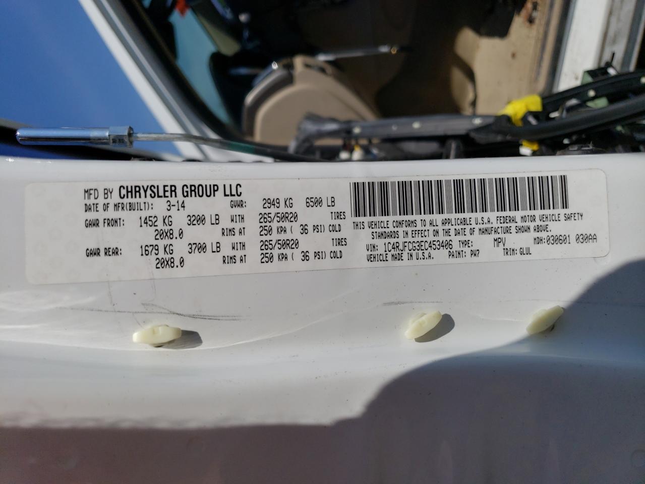 2014 Jeep Grand Cherokee Overland VIN: 1C4RJFCG3EC453406 Lot: 60455724