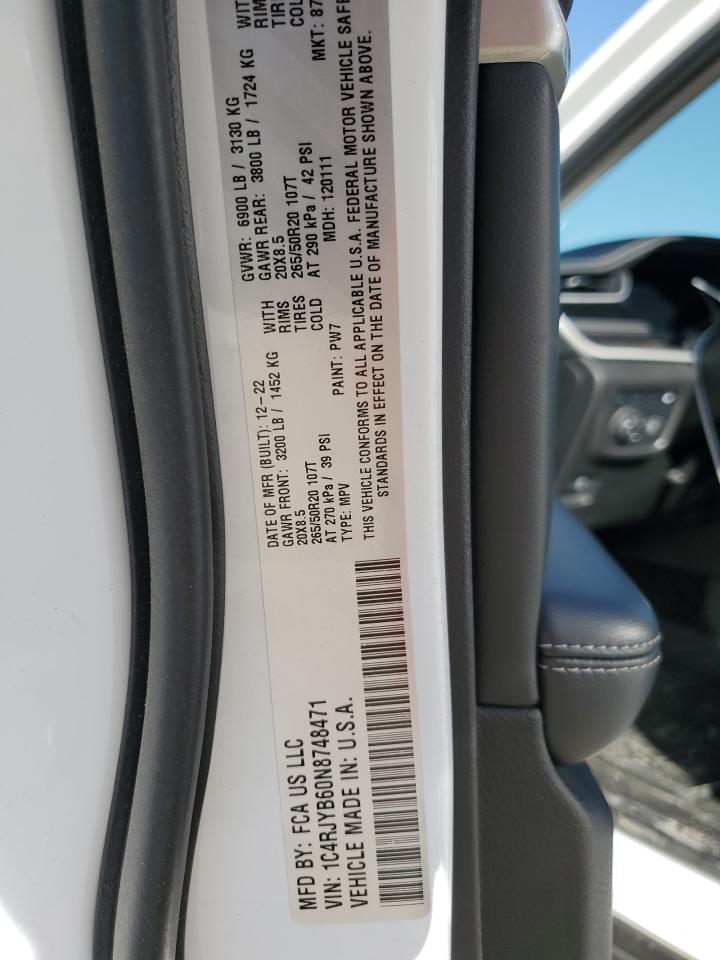 1C4RJYB60N8748471 2022 Jeep Grand Cherokee Limited 4Xe