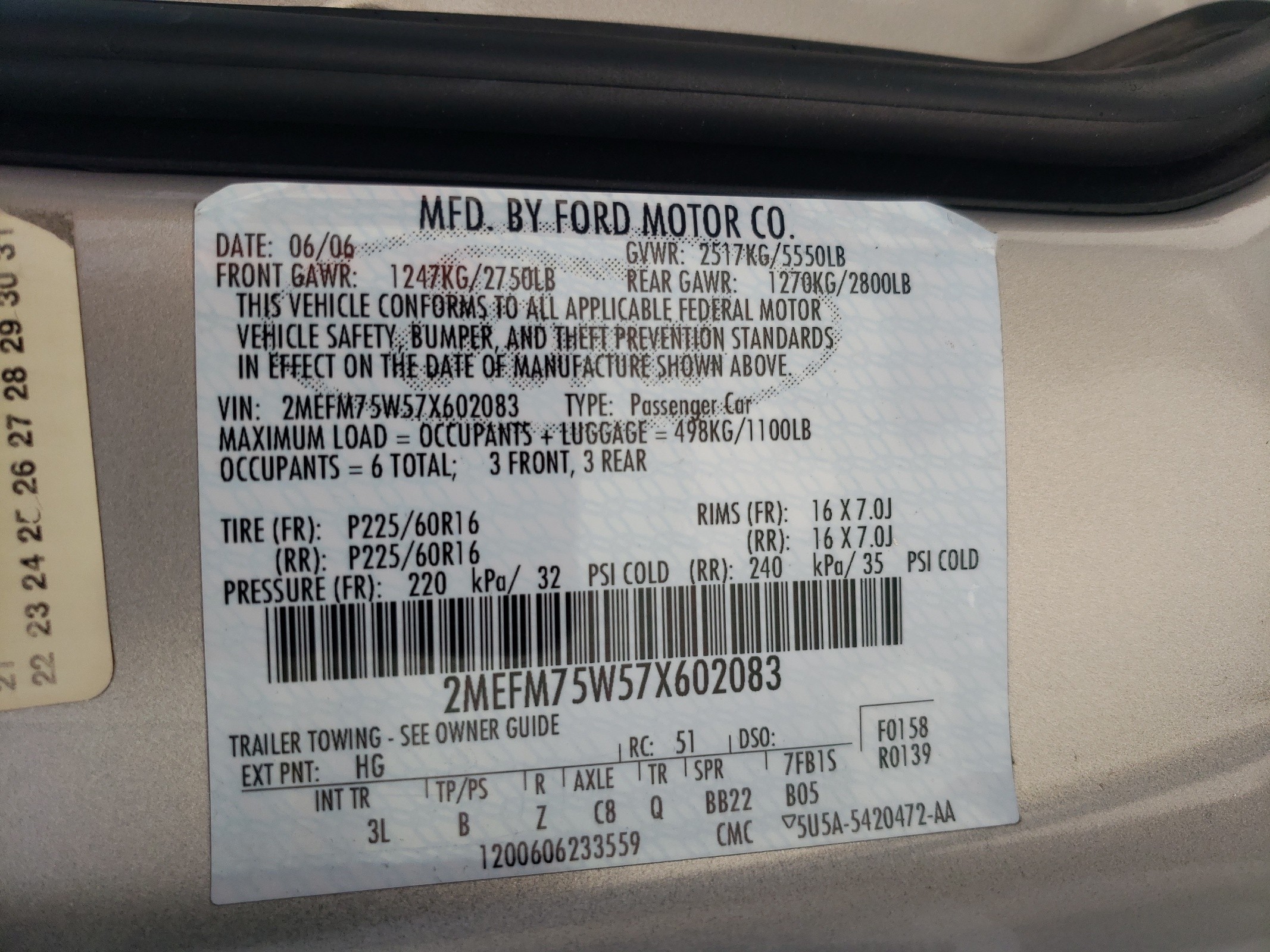 2MEFM75W57X602083 2007 Mercury Grand Marquis Ls