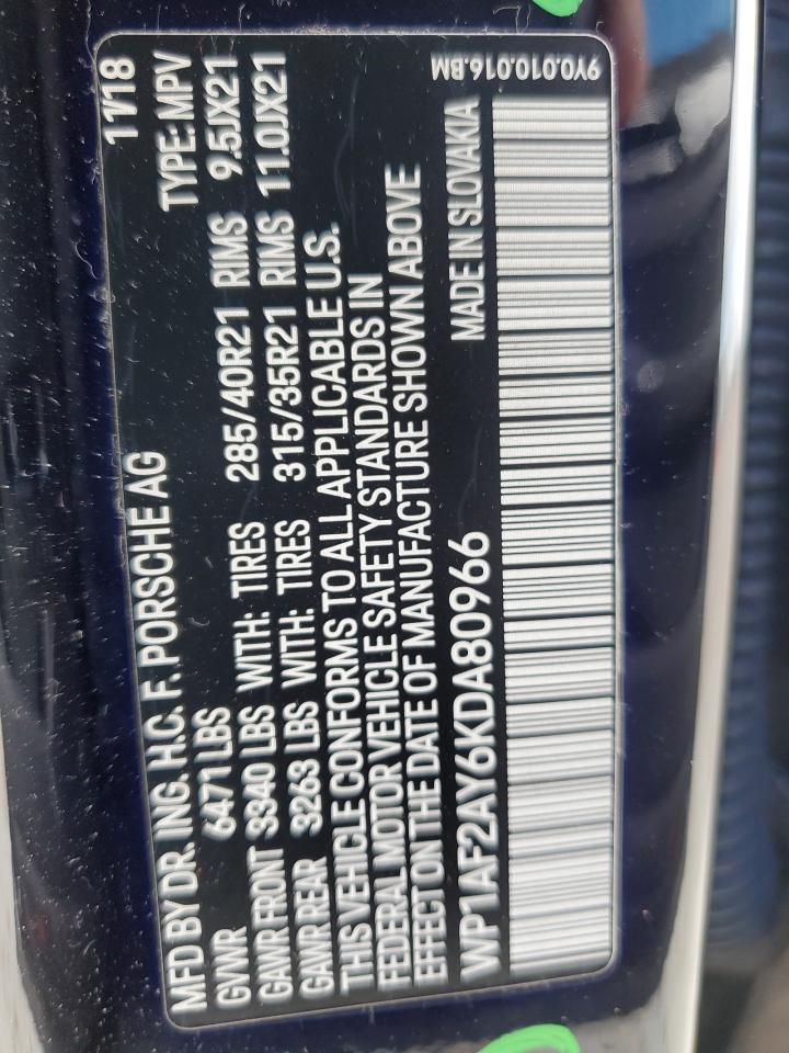 2019 Porsche Cayenne Turbo VIN: WP1AF2AY6KDA80966 Lot: 59257014