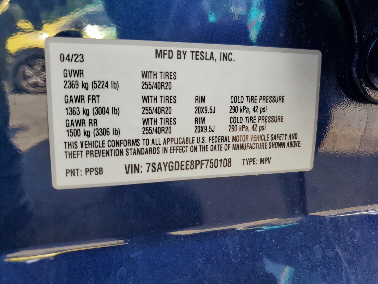 7SAYGDEE8PF750108 2023 Tesla Model Y