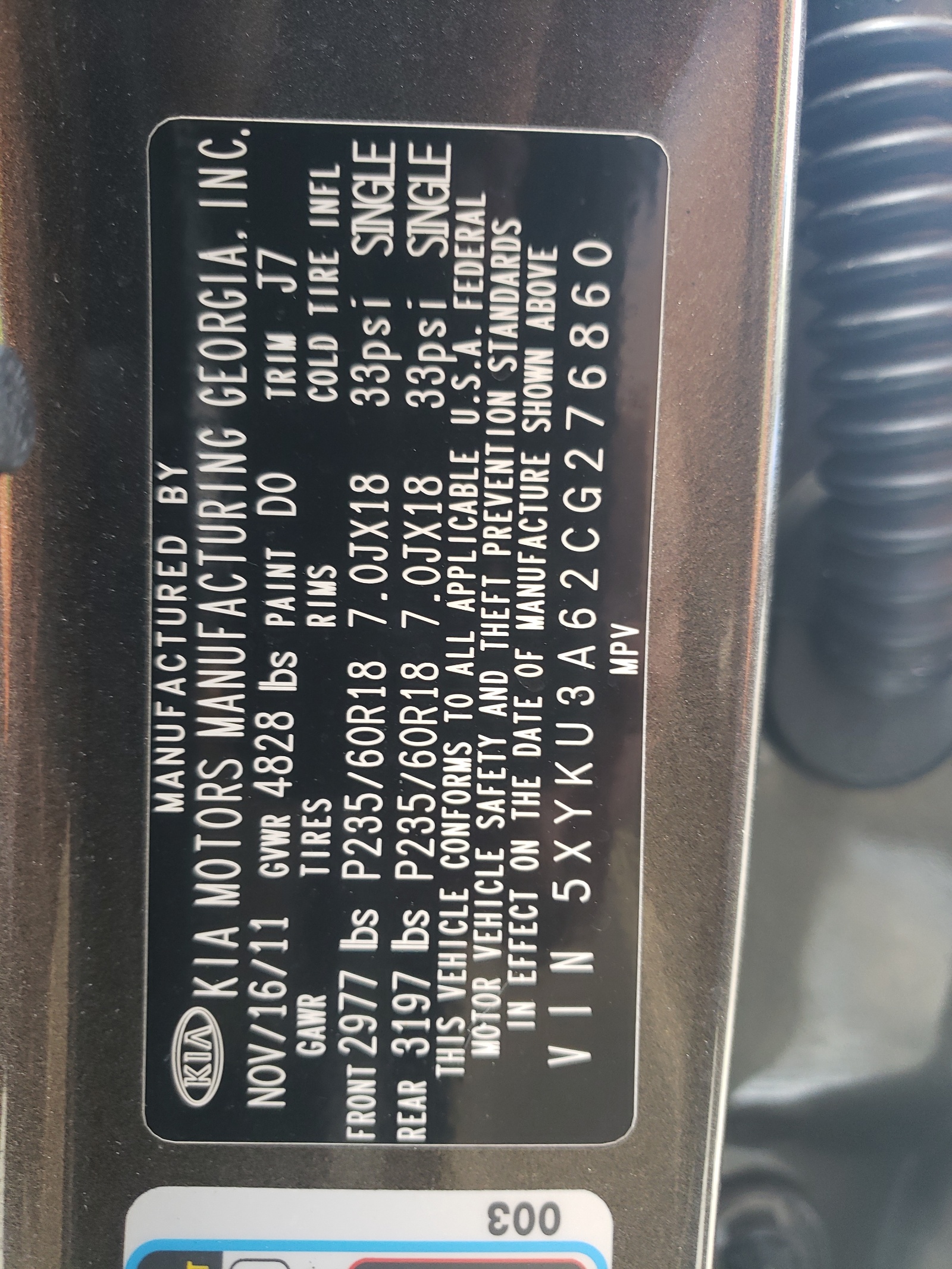 5XYKU3A62CG276860 2012 Kia Sorento Ex