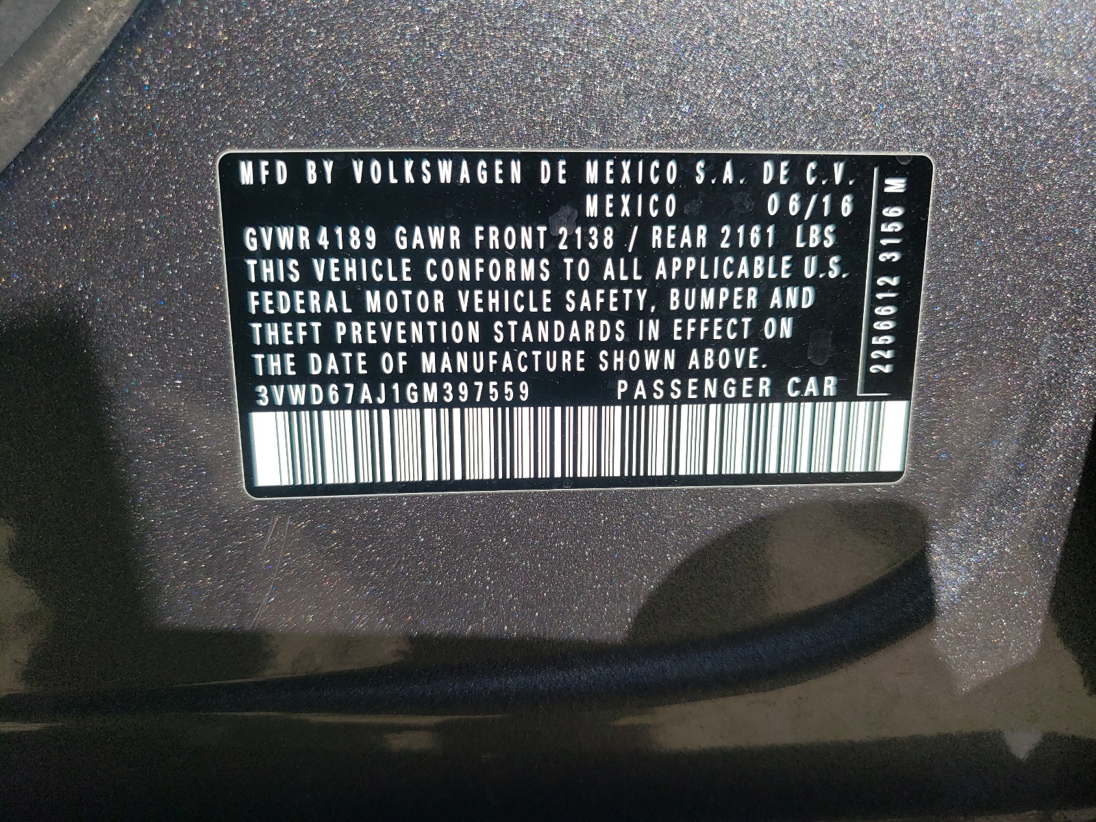 3VWD67AJ1GM397559 2016 Volkswagen Jetta Se