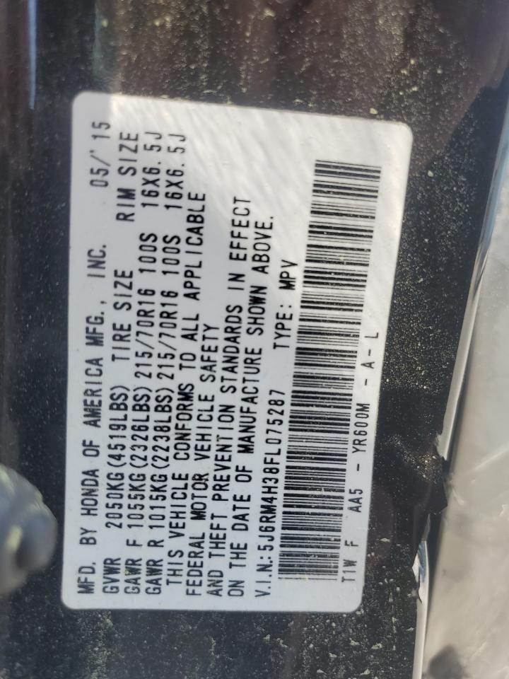 2015 Honda Cr-V Lx VIN: 5J6RM4H38FL075287 Lot: 58605024