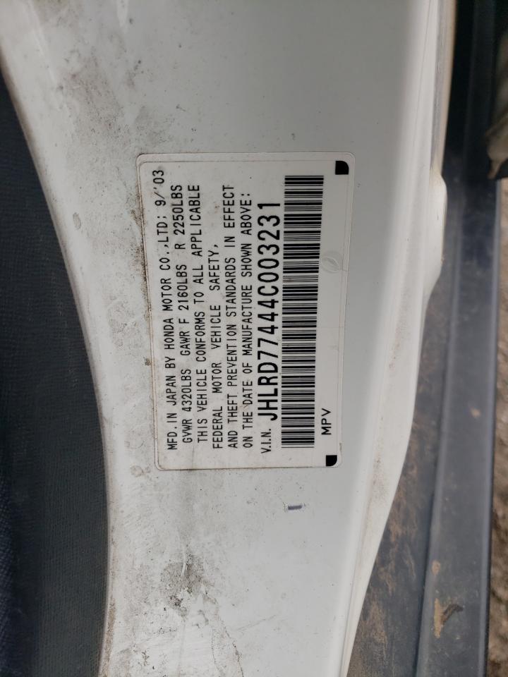 2004 Honda Cr-V Lx VIN: JHLRD77444C003231 Lot: 59800414