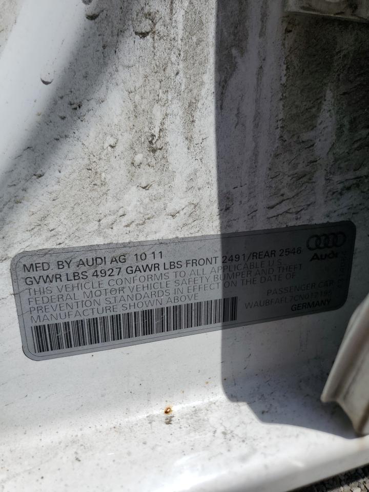 2012 Audi A4 Premium VIN: WAUBFAFL7CN012195 Lot: 59547914