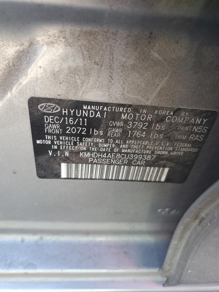 2012 Hyundai Elantra Gls VIN: KMHDH4AE8CU399387 Lot: 59343534