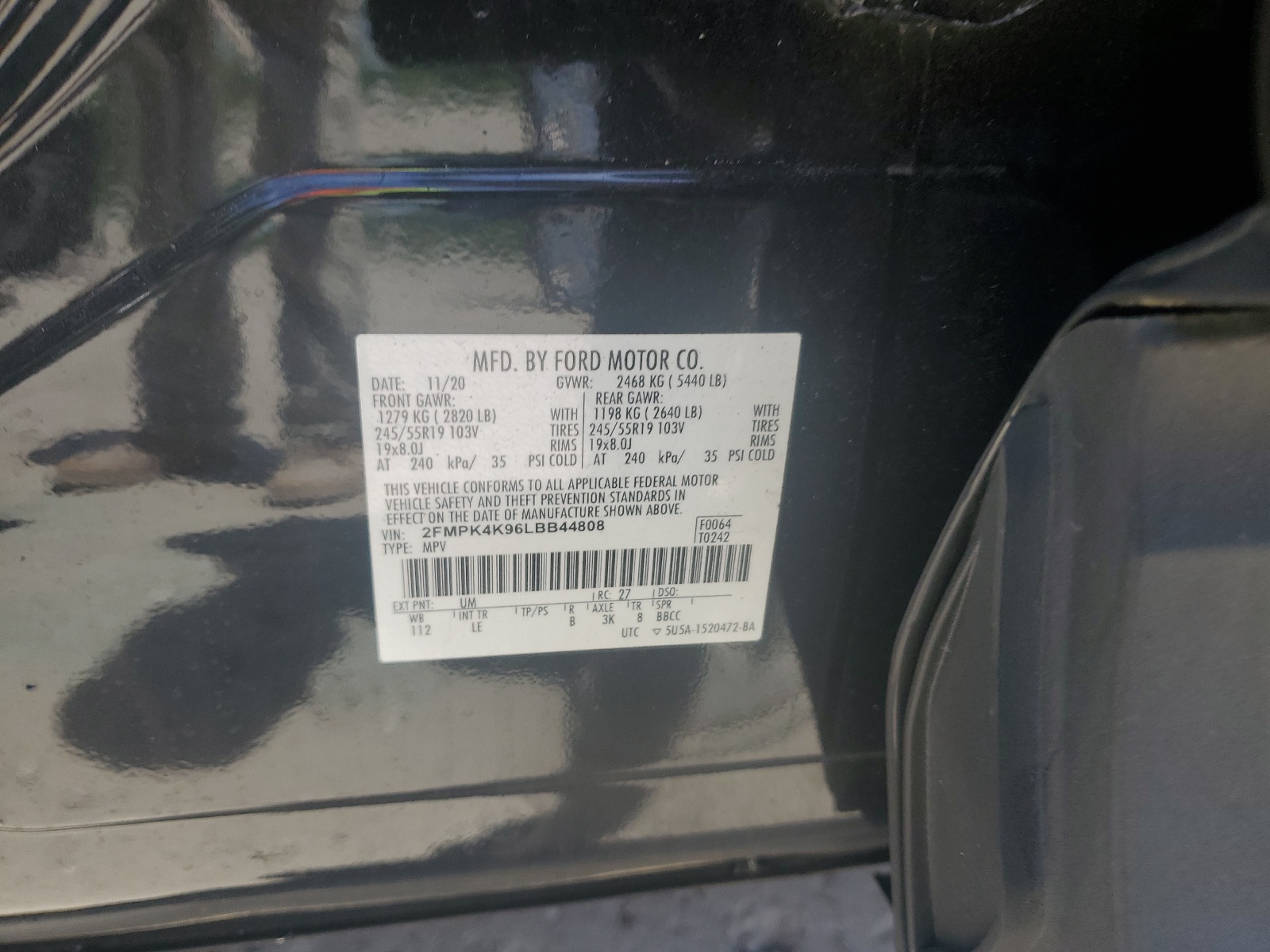 2FMPK4K96LBB44808 2020 Ford Edge Titanium