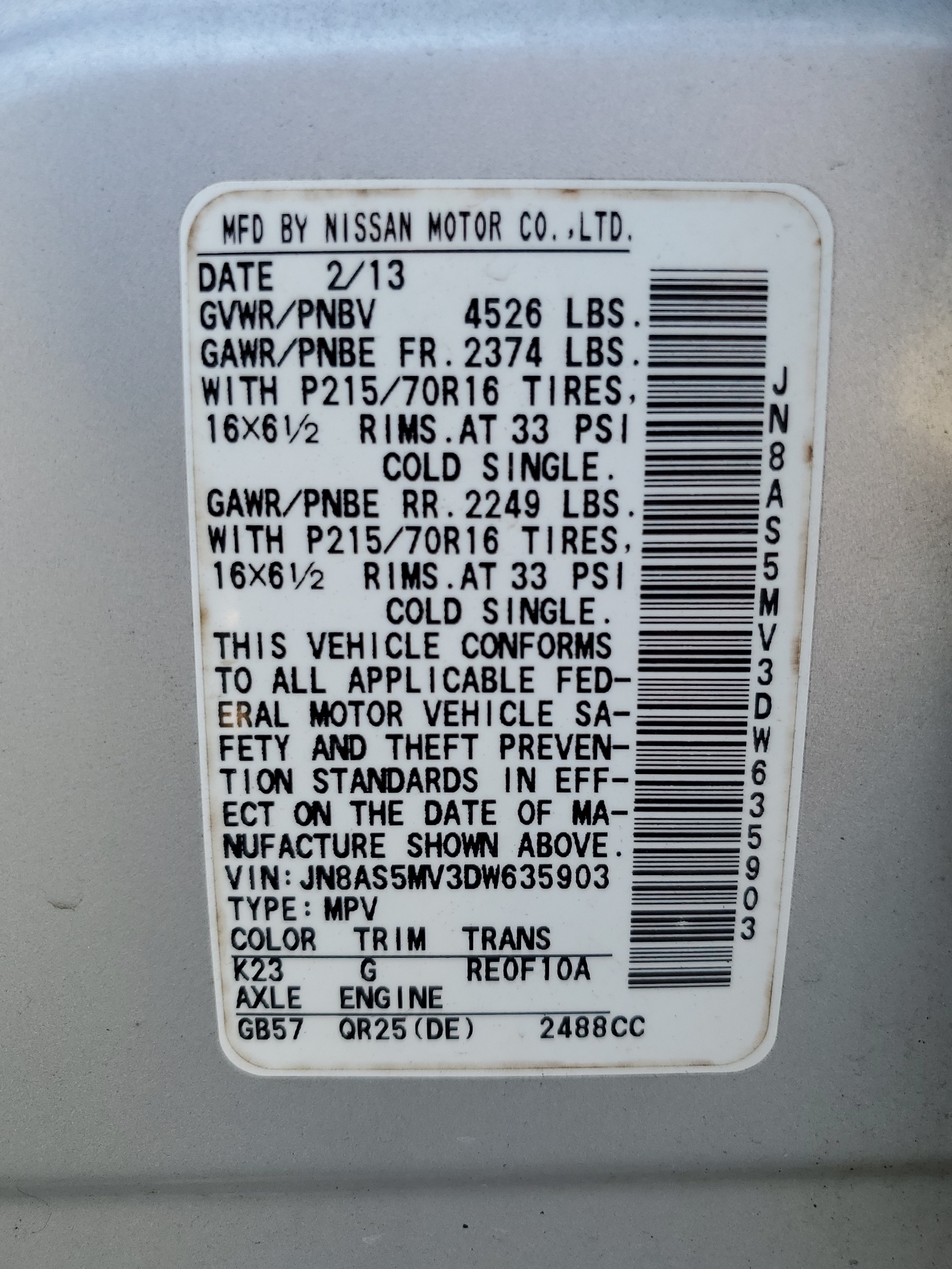 JN8AS5MV3DW635903 2013 Nissan Rogue S