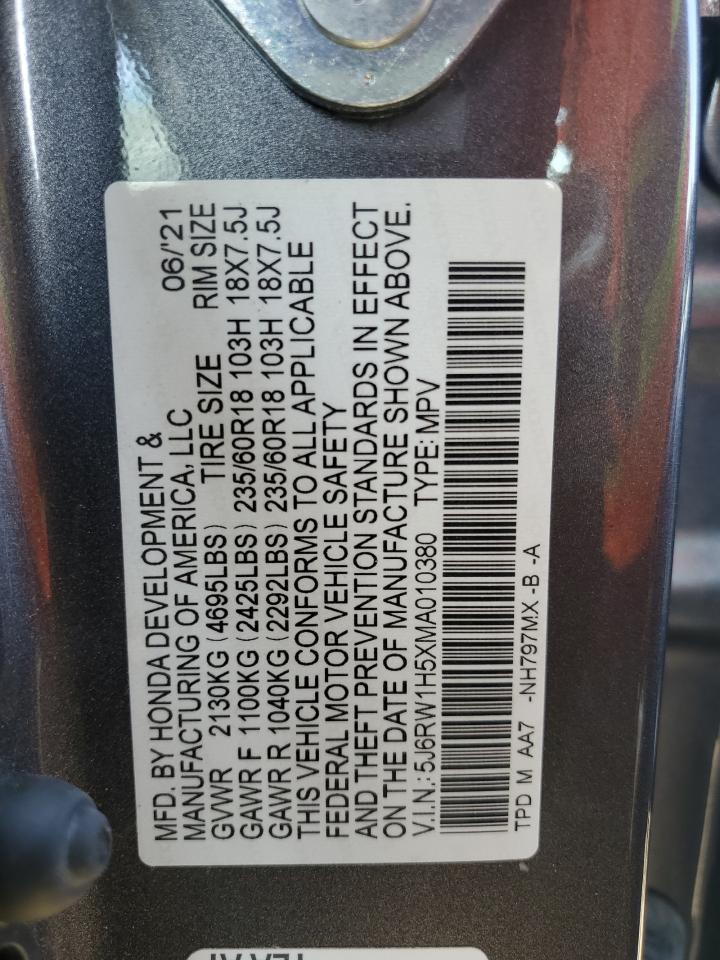 2021 Honda Cr-V Ex VIN: 5J6RW1H5XMA010380 Lot: 59762584