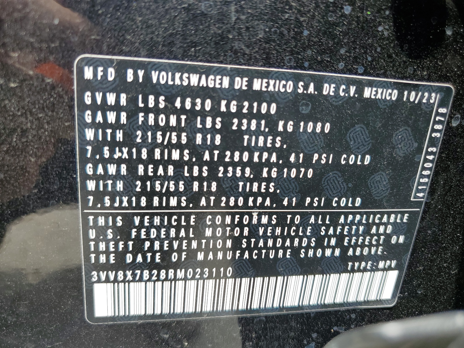 3VV8X7B28RM023110 2024 Volkswagen Taos S