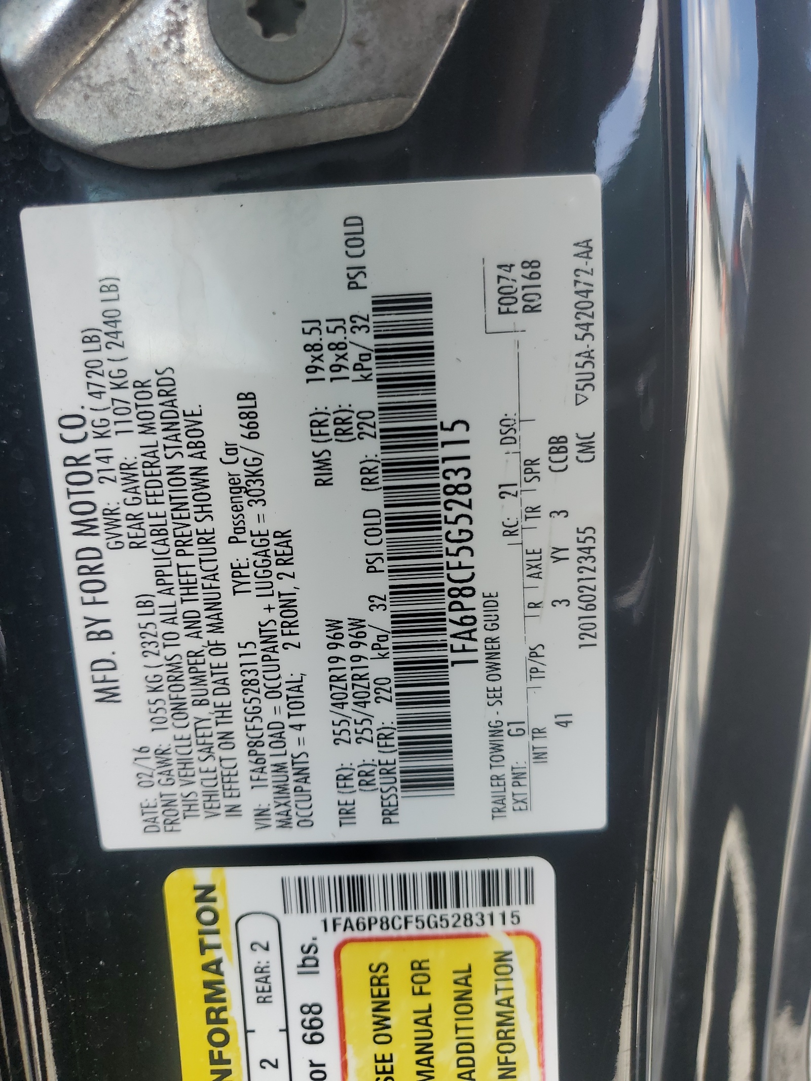 1FA6P8CF5G5283115 2016 Ford Mustang Gt