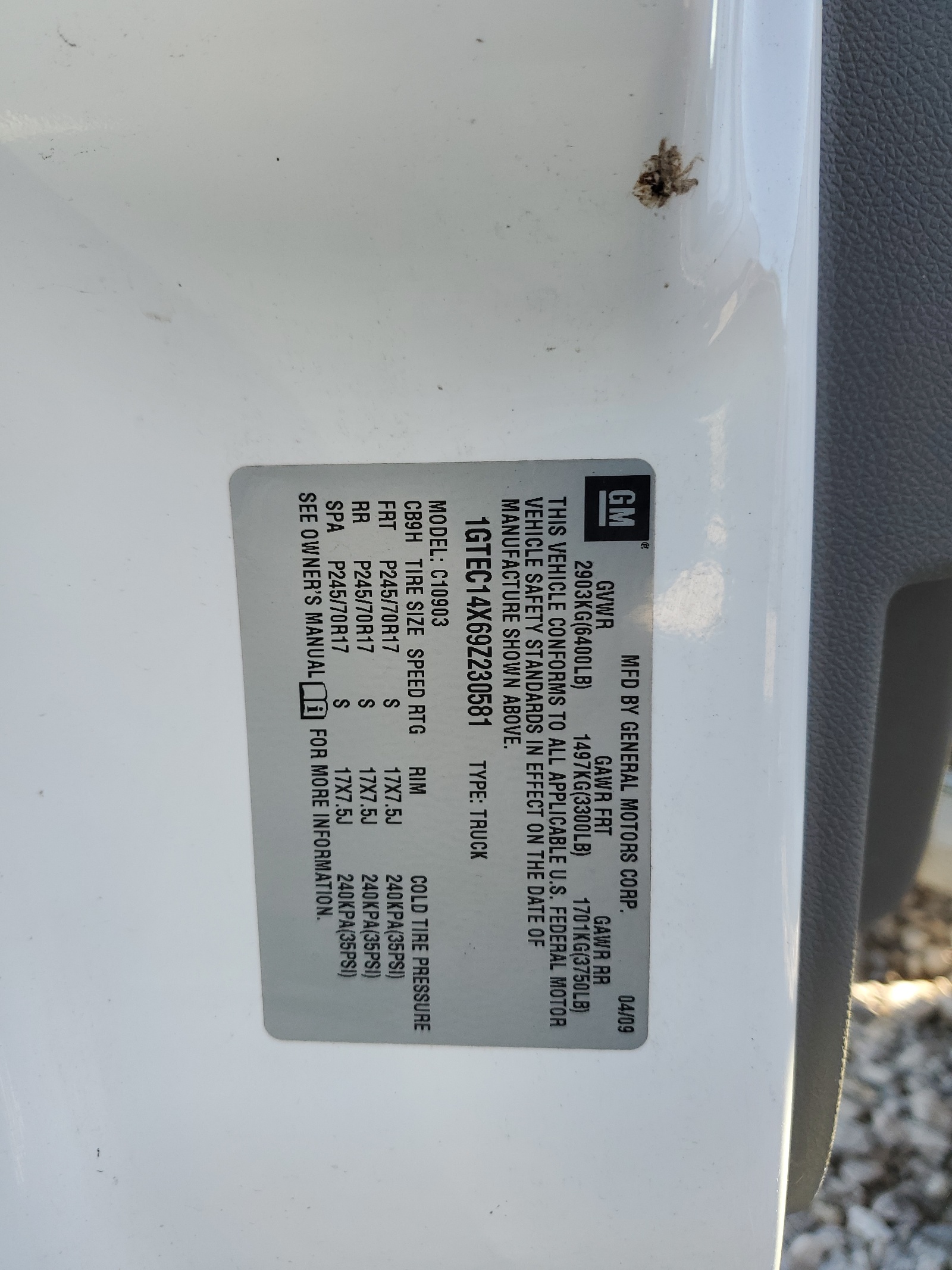 1GTEC14X69Z230581 2009 GMC Sierra C1500