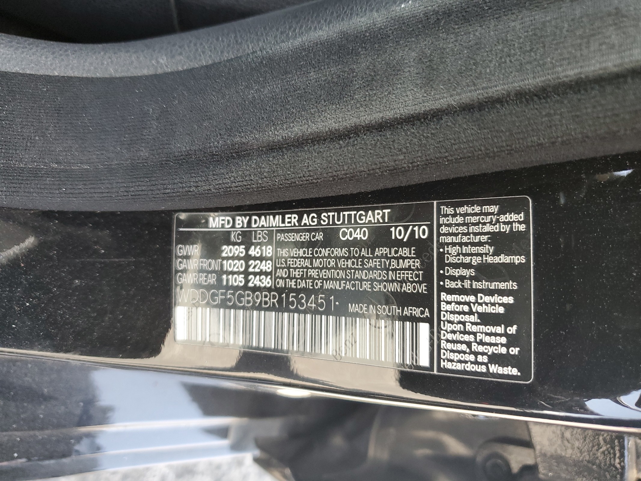 WDDGF5GB9BR153451 2011 Mercedes-Benz C 350