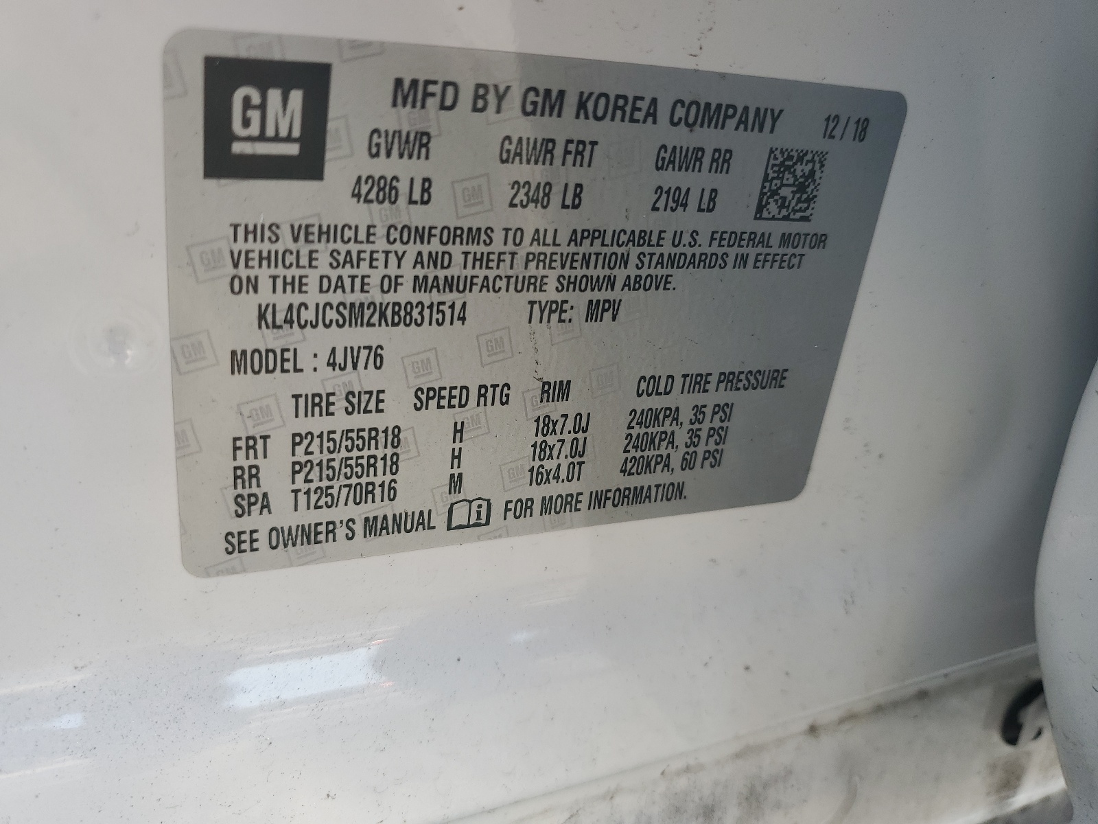 KL4CJCSM2KB831514 2019 Buick Encore Essence