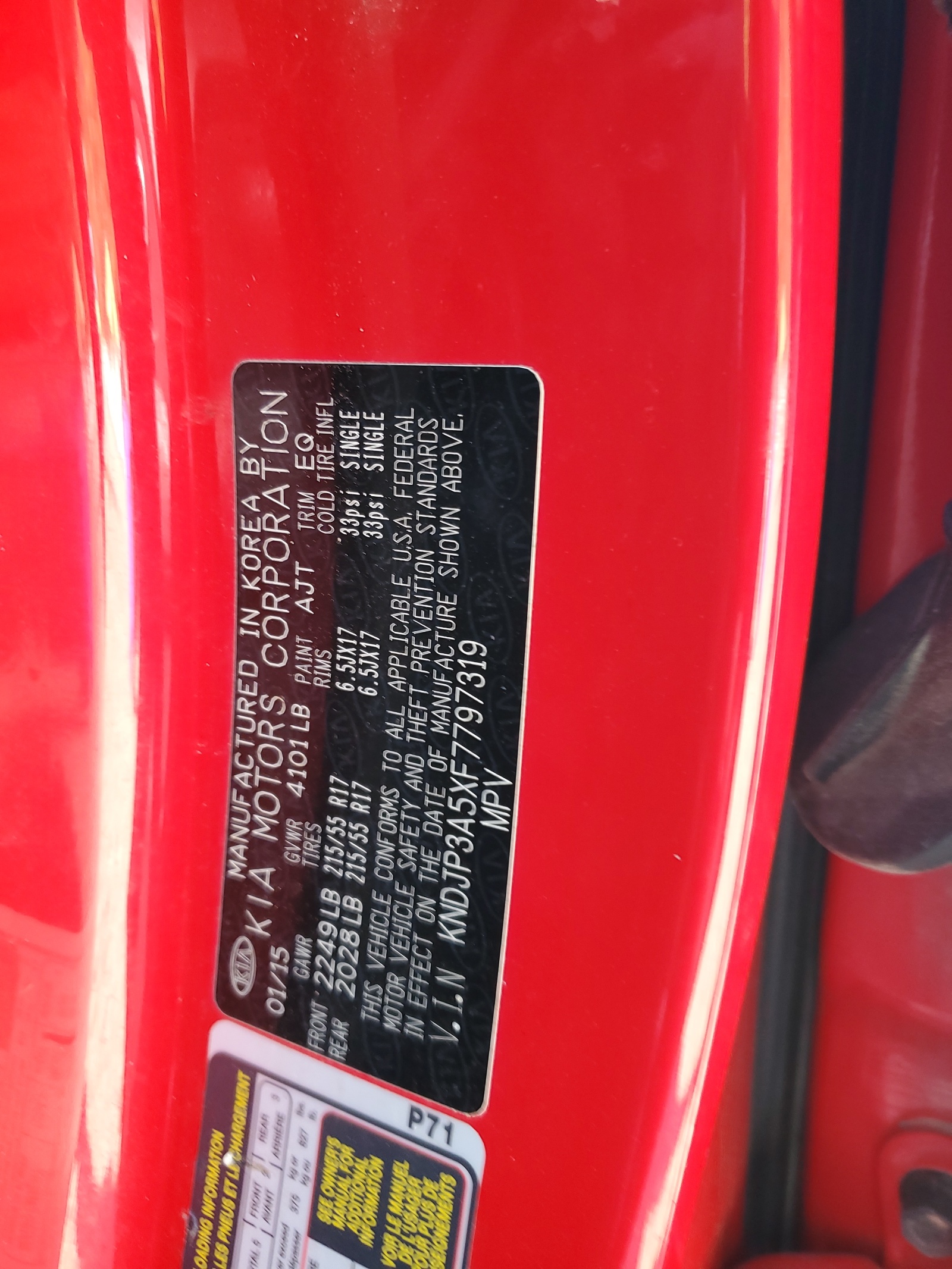 KNDJP3A5XF7797319 2015 Kia Soul +