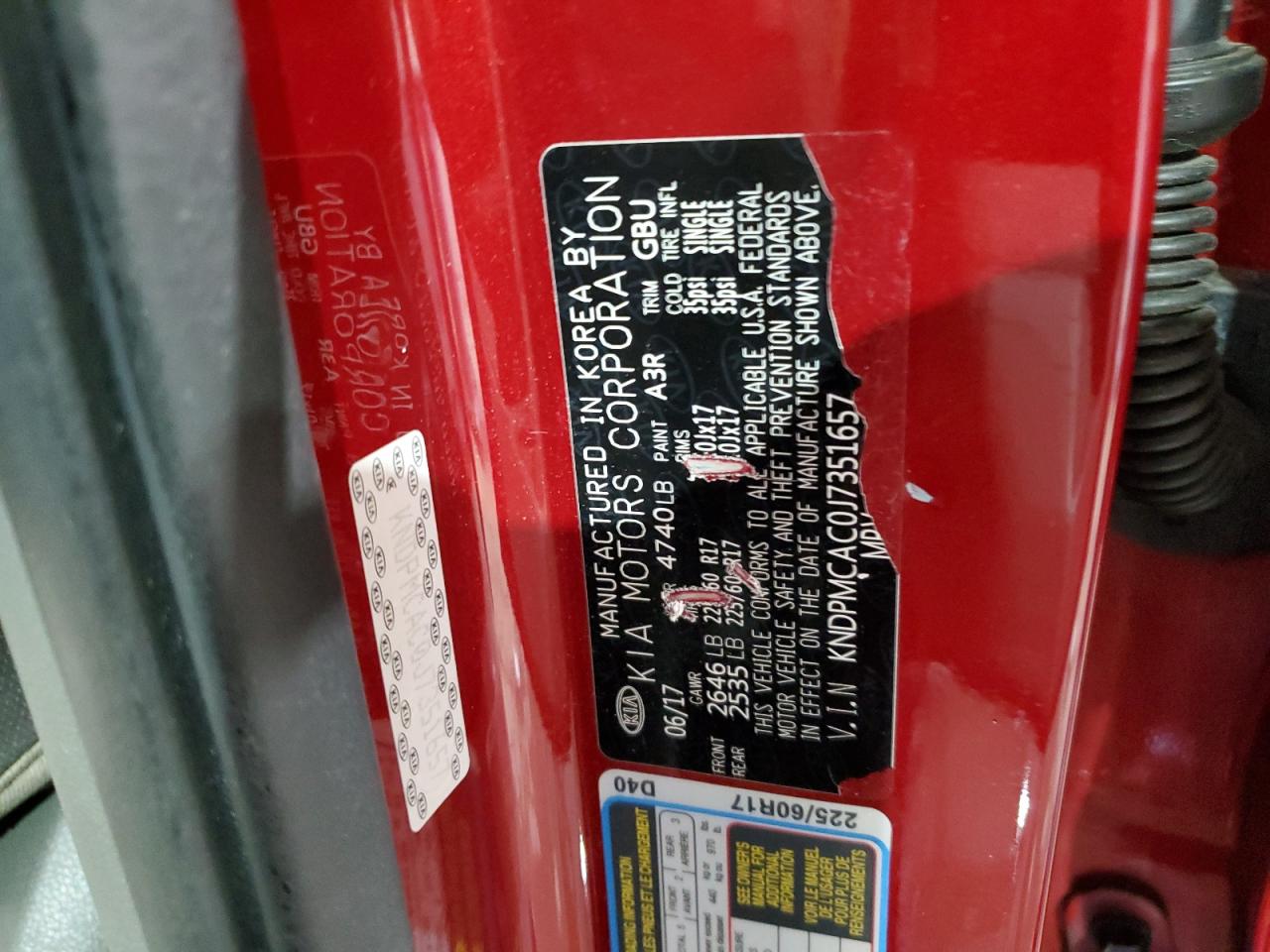 2018 Kia Sportage Lx VIN: KNDPMCAC0J7351657 Lot: 57829184