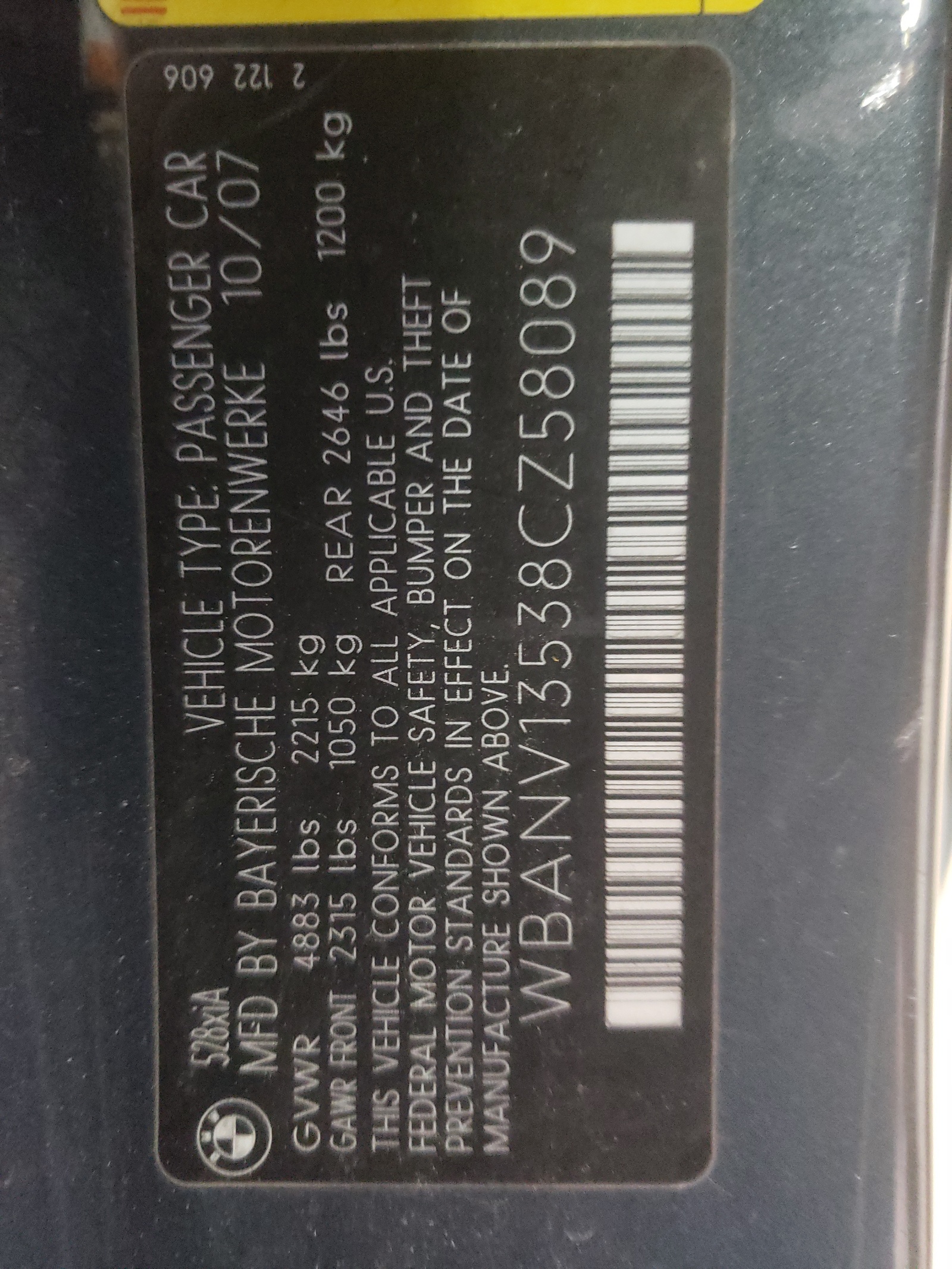 WBANV13538CZ58089 2008 BMW 528 Xi